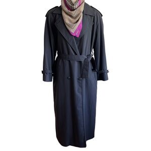 Vintage London Fog Gray Maxi Trench Coat Removable Quilted Liner 12 R